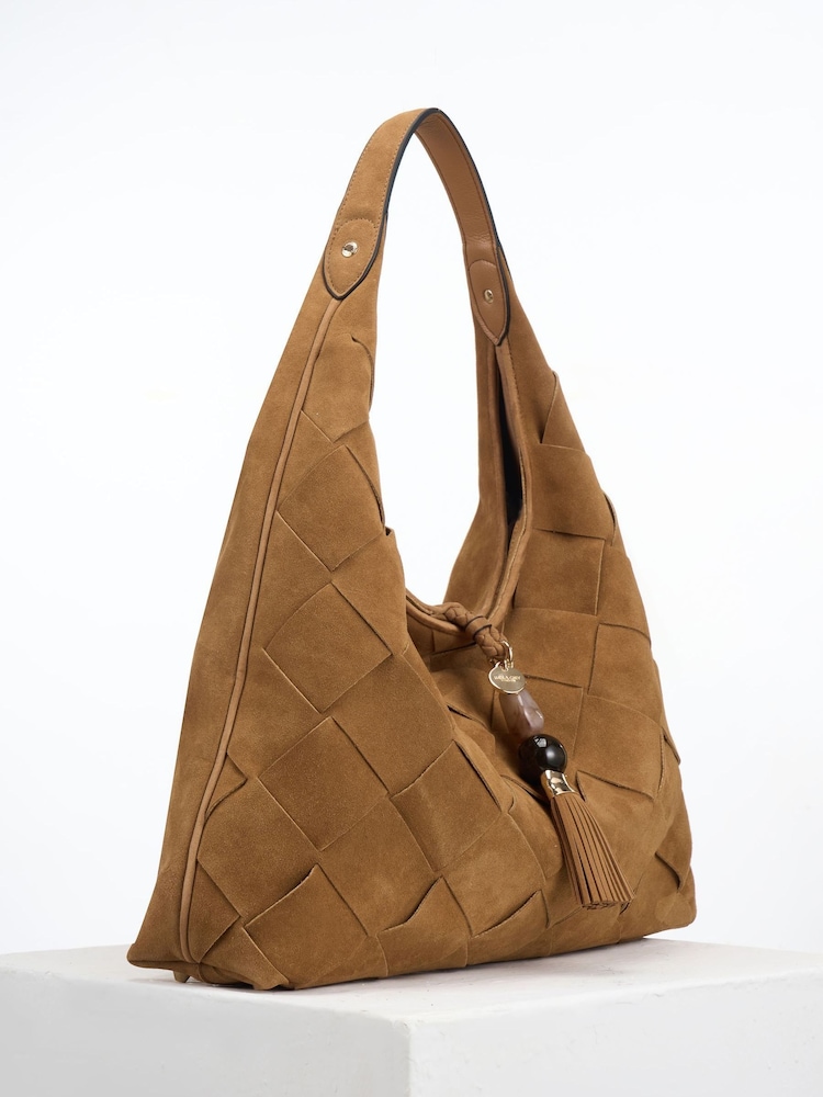 Marron fauve - Sac hobo Luella Grey Pandora Weave Slouch - Image 6 sur 6