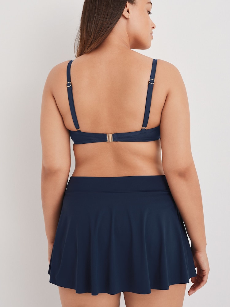 Navy Blue Swim Skirt Bikini Bottoms - Image 2 of 5