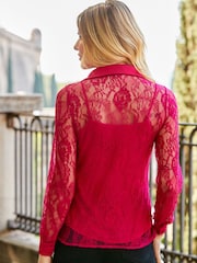 Sosandar Pink Lace Bardot Top - Image 2 of 5