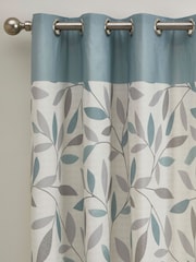 Fusion Blue Beechwood Eyelet 100% Cotton Curtains - Image 3 of 4