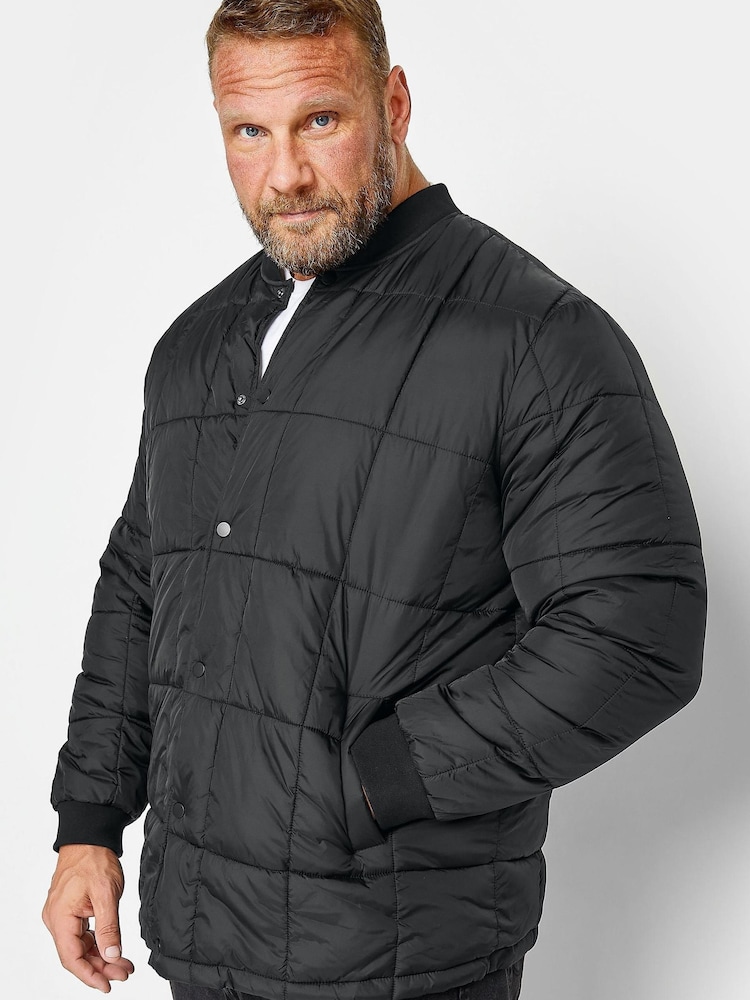 BadRhino Big & Tall Black Quilted Bomber Jacket - Image 2 of 4