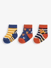 JoJo Maman Bébé Blue 3-Pack Safari Socks - Image 1 of 2