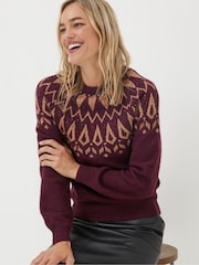 FatFace Purple Silvie Fairlise Sparkle Jumper - Image 1 of 6