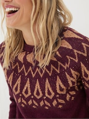 FatFace Purple Silvie Fairlise Sparkle Jumper - Image 5 of 6
