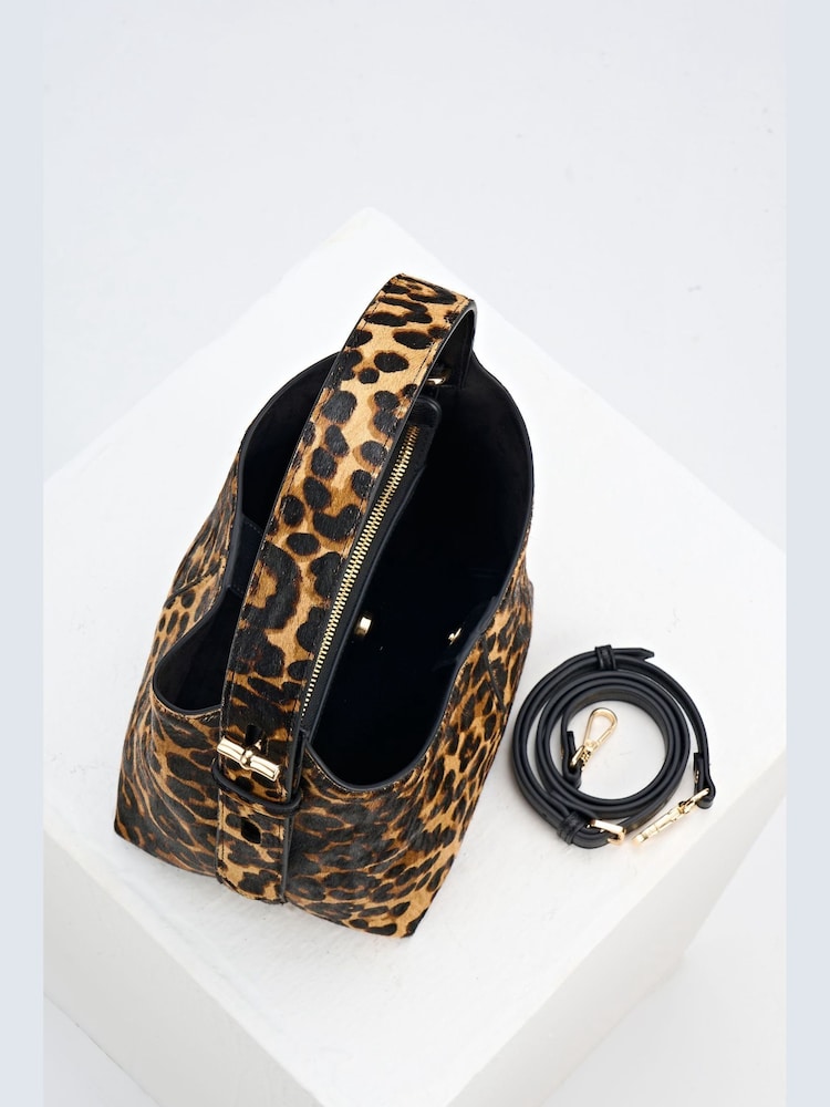 Luella Grey Brown Leopard Print Roxanne Grab Handle Bag - Image 2 of 6 Luella Grey Brown Leopard Print Roxanne Grab Handle Bag - Image 2 of 6