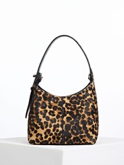 Luella Grey Brown Leopard Print Roxanne Grab Handle Bag - Image 4 of 6