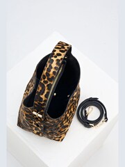 Luella Grey Brown Leopard Print Roxanne Grab Handle Bag - Image 5 of 6