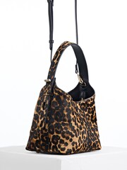Luella Grey Brown Leopard Print Roxanne Grab Handle Bag - Image 6 of 6