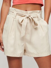 Superdry Nude Desert Paper Bag Shorts - Image 1 of 4