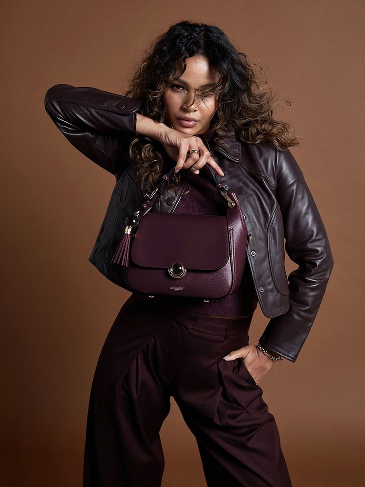 Luella Grey Purple Diana Top Handle Cross-Body Bag - Image 1 of 5 Luella Grey Purple Diana Top Handle Cross-Body Bag - Image 1 of 5