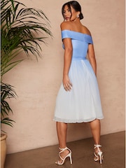 Chi Chi London Blue Bardot Ombre Pleated Dress - Image 2 of 4