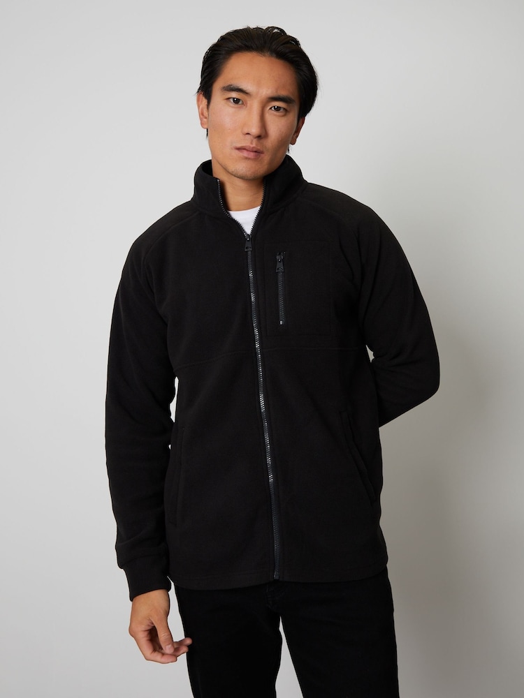 Threadbare Black Zip Up Microfleece Jacket - Image 1 of 4