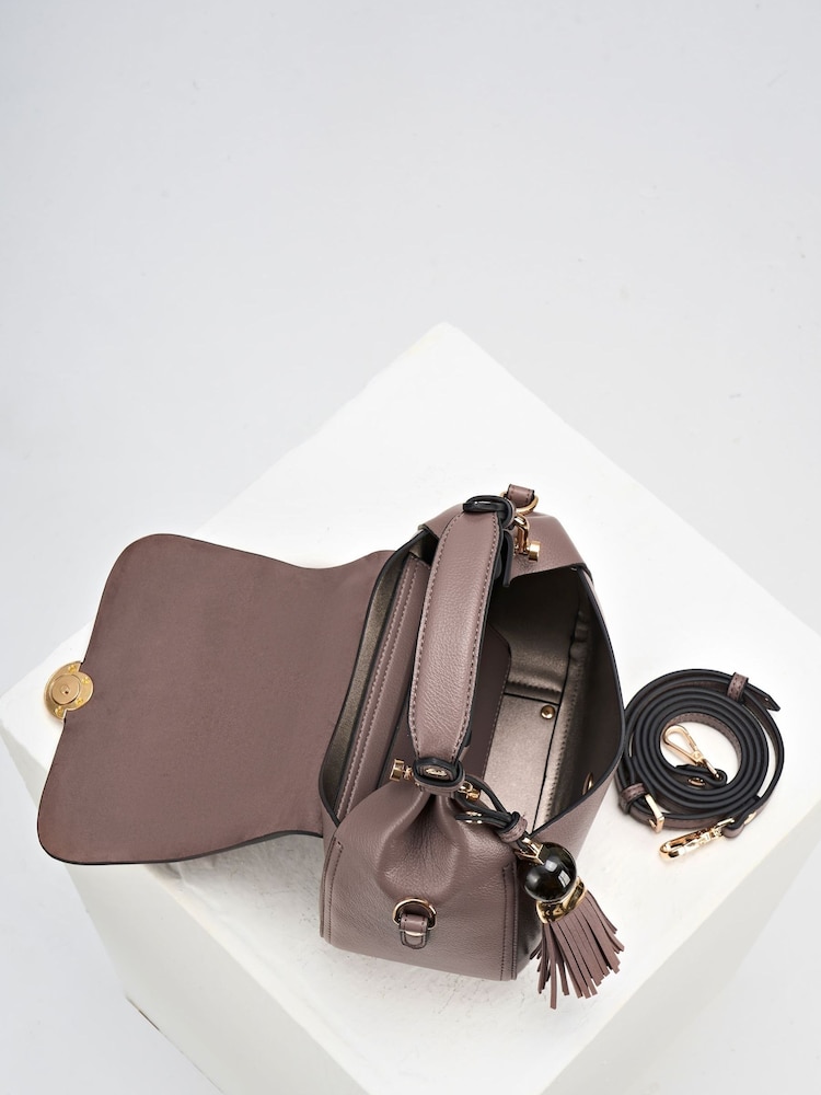 Luella Grey Nude Diana Top Handle Cross-Body Bag - Image 5 of 5