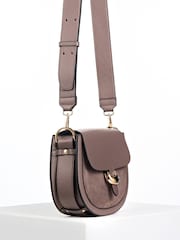 Luella Grey Brown Venetia Saddle Cross-Body Bag - Image 4 of 5