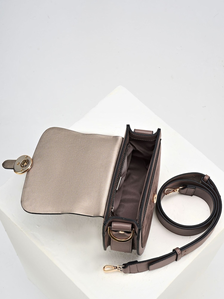 Luella Grey Brown Venetia Saddle Cross-Body Bag - Image 5 of 5