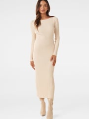 Forever New Cream Petite Evie Long Sleeve Rib Knit Dress - Image 1 of 4