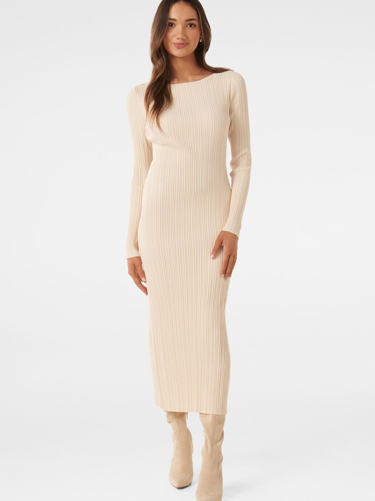 Forever New Cream Petite Evie Long Sleeve Rib Knit Dress - Image 1 of 4