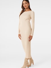 Forever New Cream Petite Evie Long Sleeve Rib Knit Dress - Image 3 of 4