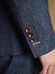 Barbour® Blue Donegal Slim Fit Suit Jacket - Image 6 of 19