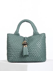 Luella Grey Green Suky Medium Woven Cross-Body Bag - Image 3 of 5