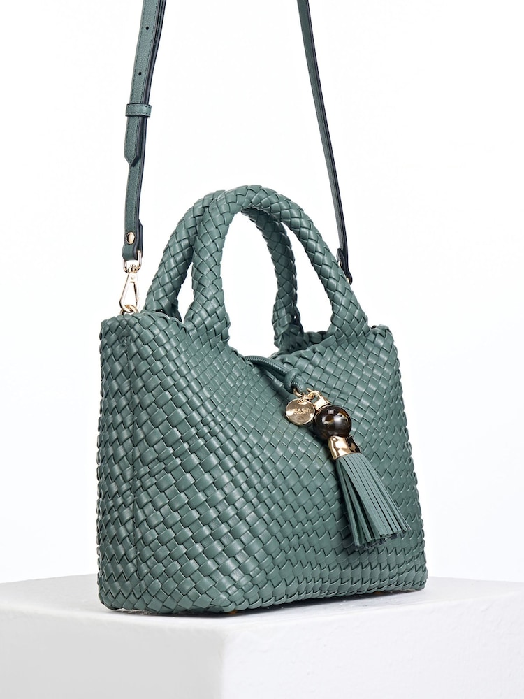 Luella Grey Green Suky Medium Woven Cross-Body Bag - Image 5 of 5