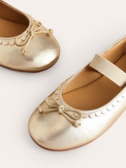 Boden Gold Leather Ballet Flat Shoes - Image 3 of 3
