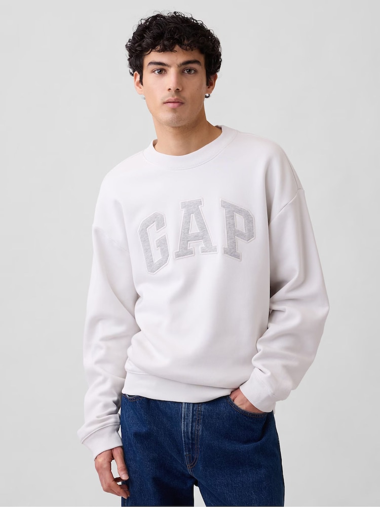 Alb - Hanorac cu logo Gap Relaxed - Imaginea 1 din 3