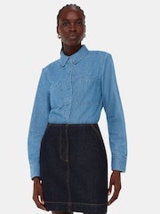 Whistles Blue Hailey 100% Cotton Denim Shirt - Image 1 of 5