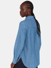 Whistles Blue Hailey 100% Cotton Denim Shirt - Image 2 of 5