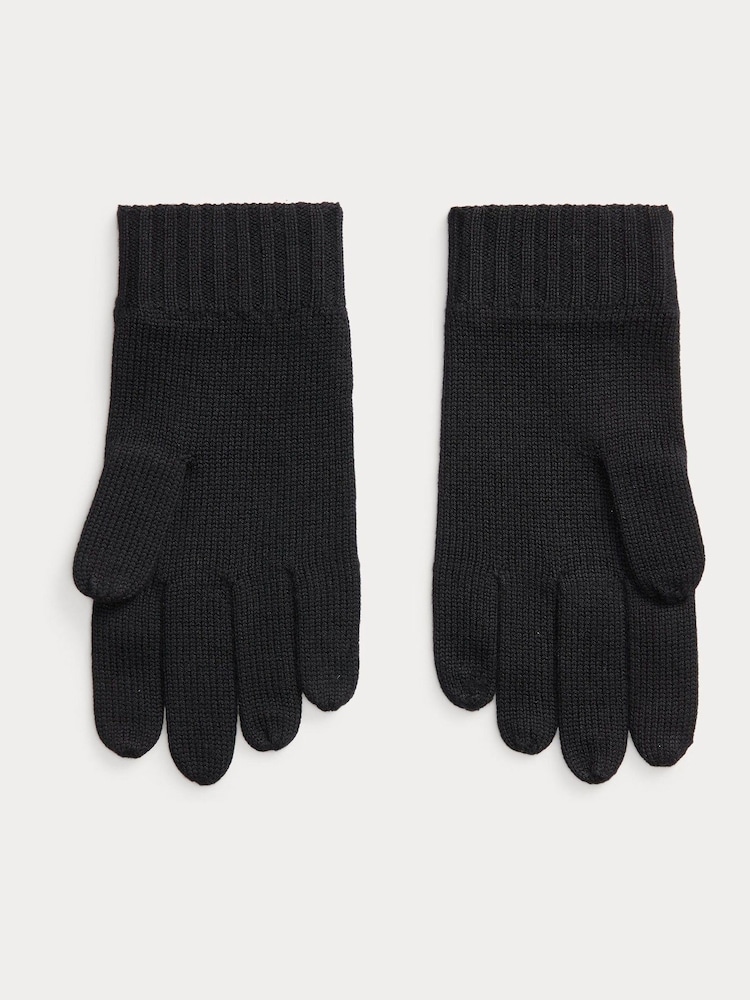 Polo Ralph Lauren Black Merino Wool Gloves - Image 2 of 2 Polo Ralph Lauren Black Merino Wool Gloves - Image 2 of 2