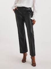 JD Williams Black PU Straight Leg Trousers - Image 1 of 5