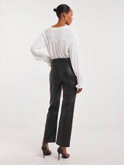 JD Williams Black PU Straight Leg Trousers - Image 2 of 5
