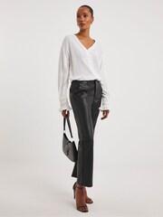 JD Williams Black PU Straight Leg Trousers - Image 3 of 5