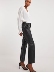 JD Williams Black PU Straight Leg Trousers - Image 4 of 5