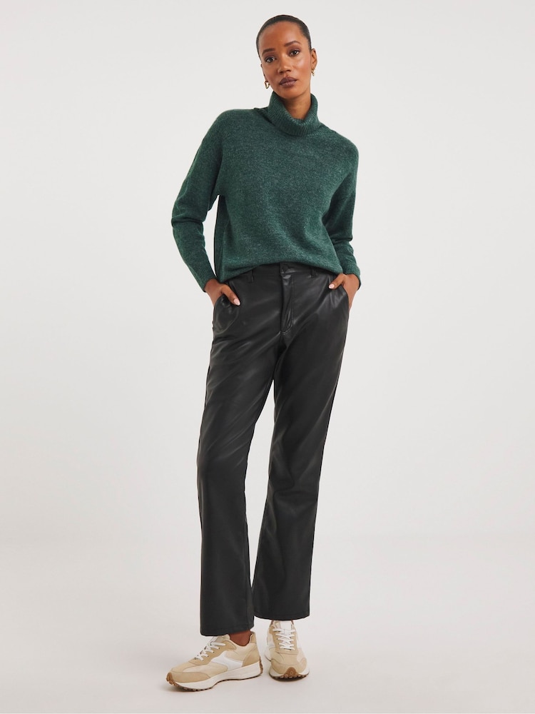 JD Williams Black PU Straight Leg Trousers - Image 5 of 5