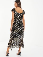 Quiz Black Chiffon Polka Dot Dress - Image 2 of 4