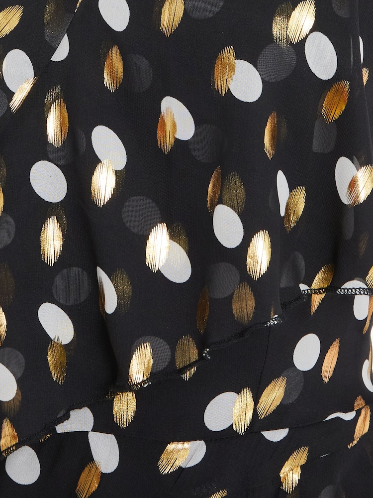 Quiz Black Chiffon Polka Dot Dress - Image 4 of 4