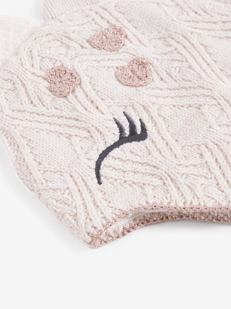 Cream Knitted Dino Trapper Hat (3mths-6yrs) - Image 2 of 2 Cream Knitted Dino Trapper Hat (3mths-6yrs) - Image 2 of 2