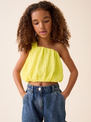 Yellow One Shoulder Texture Bubble Top (3-16yrs) - Image 1 of 7