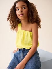 Yellow One Shoulder Texture Bubble Top (3-16yrs) - Image 2 of 7