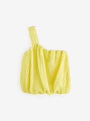 Yellow One Shoulder Texture Bubble Top (3-16yrs) - Image 5 of 7