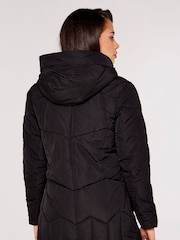 Apricot Black Mixed Panel Hooded Puffer Jacket - Image 2 of 5