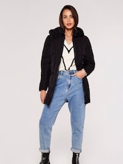 Apricot Black Mixed Panel Hooded Puffer Jacket - Image 3 of 5