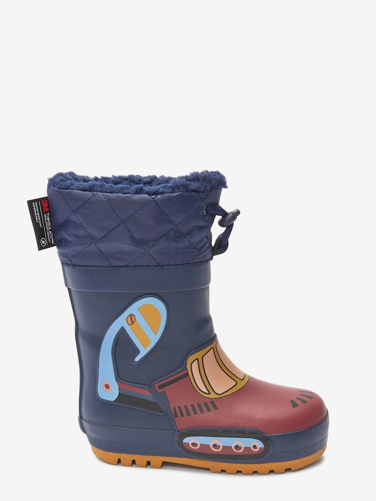 Marineblau, Bagger - Thinsulate™ Warm gefütterte Gummistiefel mit Manschette - Bild 1 von 4