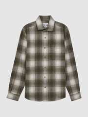 Reiss Green Multi Novelli Wool Checked Long Sleeve Shirt - Image 2 of 4