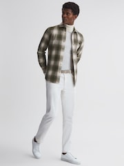 Reiss Green Multi Novelli Wool Checked Long Sleeve Shirt - Image 3 of 4
