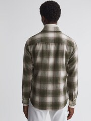 Reiss Green Multi Novelli Wool Checked Long Sleeve Shirt - Image 4 of 4