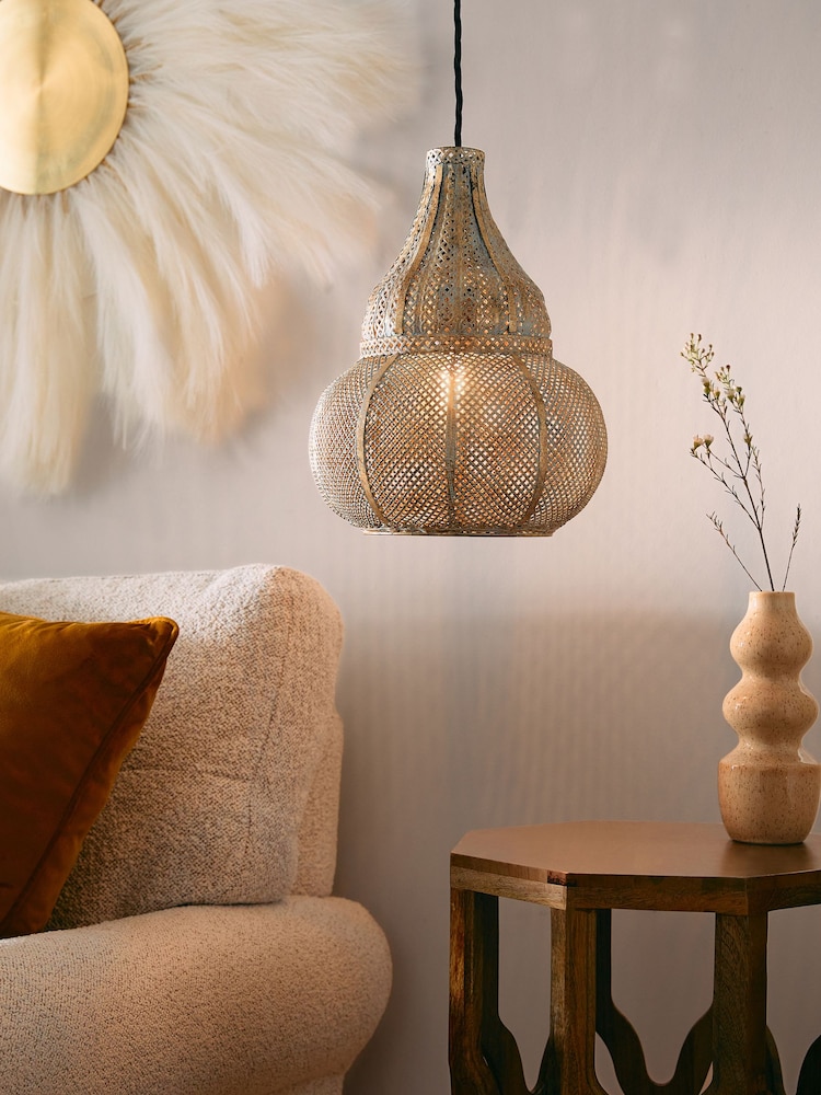 Brushed Silver Tangier Easy Fit Pendant Light Shade - Image 1 of 8