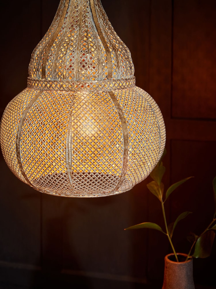 Brushed Silver Tangier Easy Fit Pendant Light Shade - Image 6 of 8