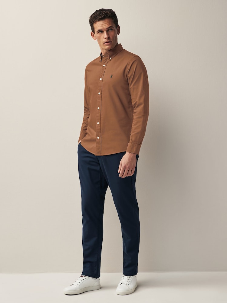 Tan Slim Fit Long Sleeve Oxford Shirt - Image 2 of 7